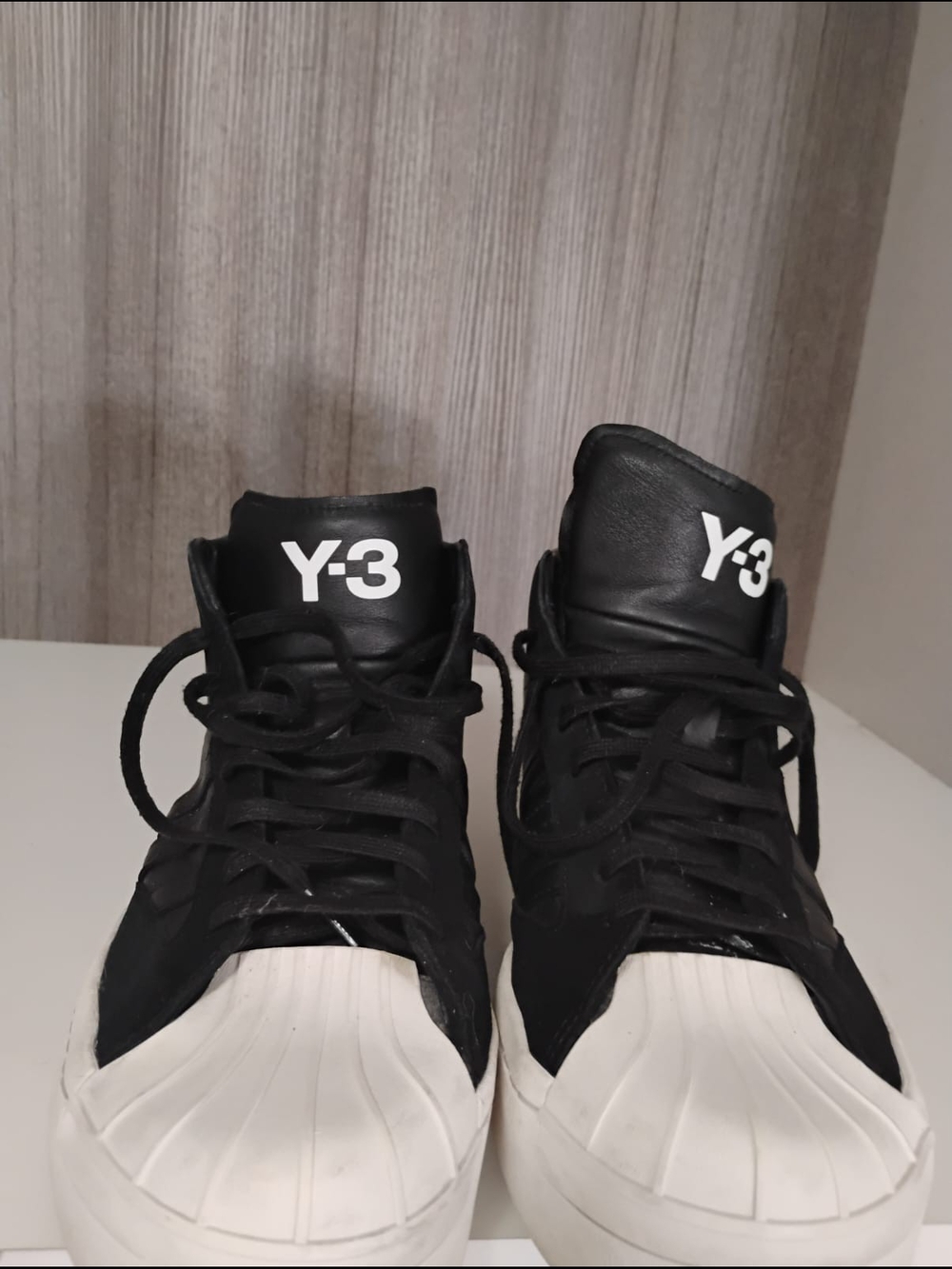 Y-3 Black High-Top Sneakers with White Shell Toe